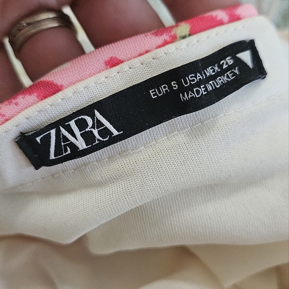 ZARA Bustier Rose Floral Strapless Bodysuit In Pink/green. Size XS - Picture 5 of 15